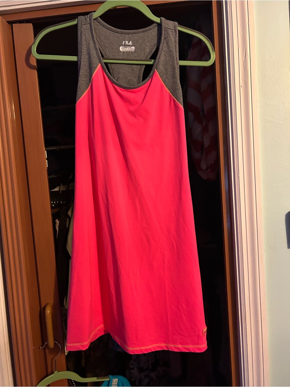 Fila Women's Hot Pink Active Racerback Dress with Charcoal Accents